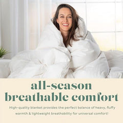 ComfyDown RoyalRest Comforter - Made in USA, 750+ Fill Power Luxury White Down, All - Season, Machine Washable - PlushBeds