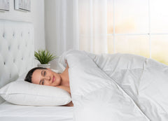 European Goose Down White Comforter - Egyptian Cotton Cover, With Corner Tabs - Made in the USA - PlushBeds