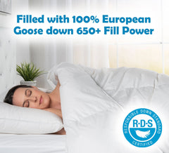 European Goose Down White Comforter - Egyptian Cotton Cover, With Corner Tabs - Made in the USA - PlushBeds